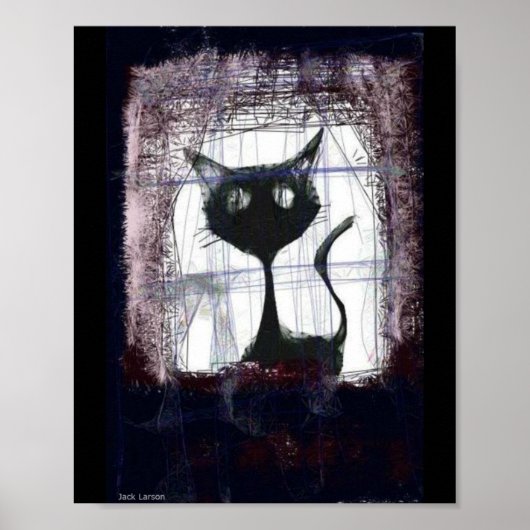 Kitten Watching Rain from Window ..artポスター ポスター (正面)