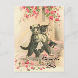 Kitten Weddingビクトリアン Save the Date 案内ポストカード
