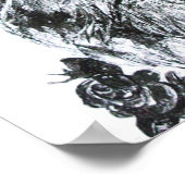 KITTEN WITHバラ，白黒 ポスター (角)