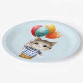 Kitten with Birthday Balloons | Cute Party Celebra ペーパープレート (アングル)