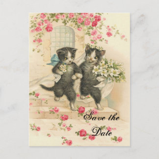 Kittensビクトリアン Wedding Save the Date 案内ポストカード