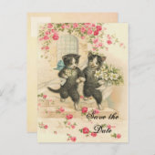Kittensビクトリアン Wedding Save the Date 案内ポストカード (正面/裏面)