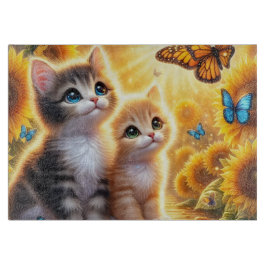 Kittens and Sunflowers Cutting Board カッティングボード