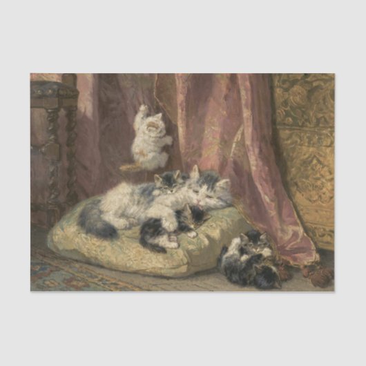 Kittens at 遊 by Henriette Ronner-Knip 薄葉紙 (正面)