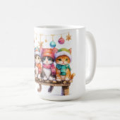 Kittens Celebrating Christmas, cuddly and cute, コーヒーマグカップ (正面右)