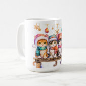 Kittens Celebrating Christmas, cuddly and cute, コーヒーマグカップ (正面左)