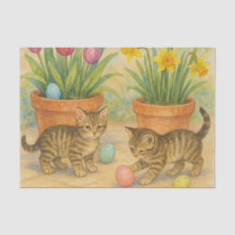 Kittens Playing with Easter Eggs  薄葉紙
