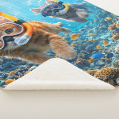 Kittens snorkelling underwater coral reef fleece b シェルパブランケット (3/4)