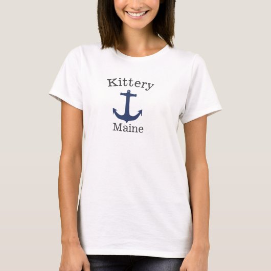 Kittery Maine Women's Tall Ship Seaいかり Tシャツ (正面)