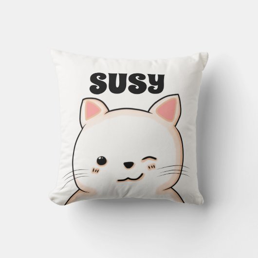 KITTY パーソナライズされた CAT ART KIDS PILLOWSの名前 クッション (正面)