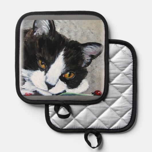 Kitty and ladybuts Oven Mitts & Pot Holders 鍋敷き (正面/裏面)