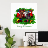 Kitty and Puppy , Happy XMas ポスター (ホームオフィス)