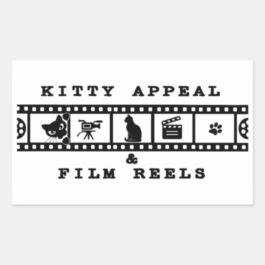 Kitty Appeal & Film Reels White Sticker 長方形シール (正面)