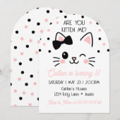 Kitty Birthday Are You Kitten Me Pink  招待状 (正面/裏面)
