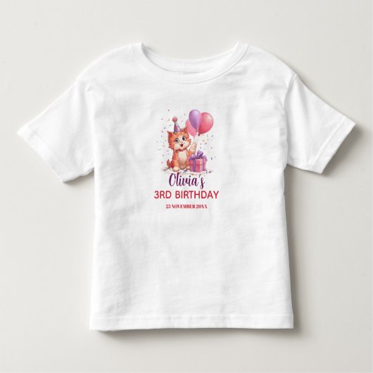 Kitty Cat Celebration Birthday  トドラーTシャツ (正面)