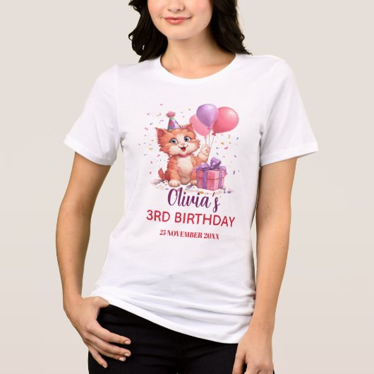 Kitty Cat Celebration Birthday  トライブレンドＴシャツ (正面)
