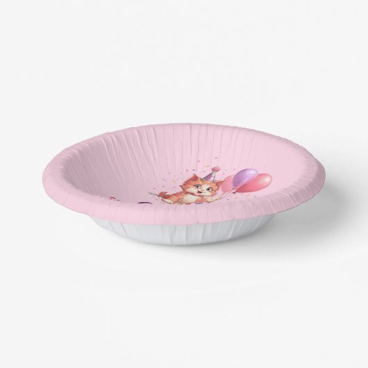 Kitty Cat Celebration Birthday ペーパーボウル (傾斜あり)