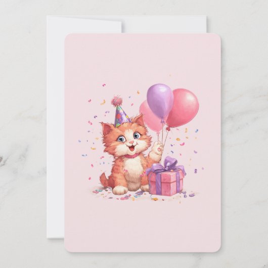 Kitty Cat Celebration Birthday Invitation 招待状 (裏面)