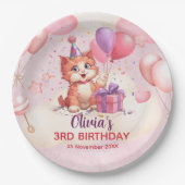 Kitty Cat Celebration Birthday Paper Plate ペーパープレート (正面)