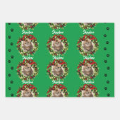 Kitty Cat Christmas Photo & Name Candy Cavee 3 ラッピングペーパーシート (正面3)