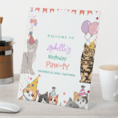 Kitty Cat Kitten Let's Pawty誕生日ウェルカムサイン 台座サイン (インサイチュ)