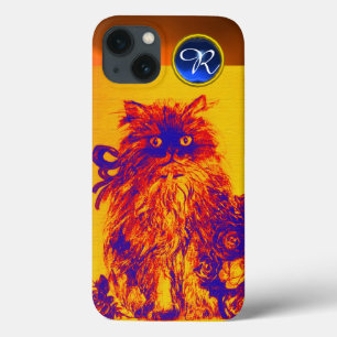 KITTY CAT,KITTEN YELLOW BLUE GATESバラジェムモノグラム iPhone 13ケース