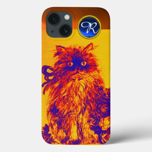 KITTY CAT,KITTEN YELLOW BLUE GATESバラジェムモノグラム Case-Mate iPhoneケース (裏面)