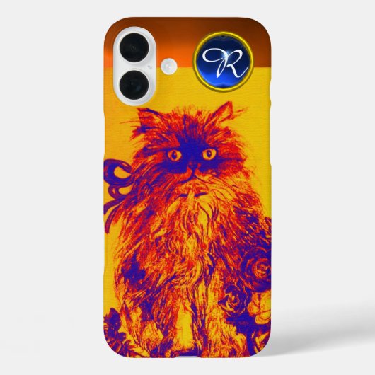 KITTY CAT,KITTEN YELLOW BLUE GATESバラジェムモノグラム Case-Mate iPhoneケース (裏面)