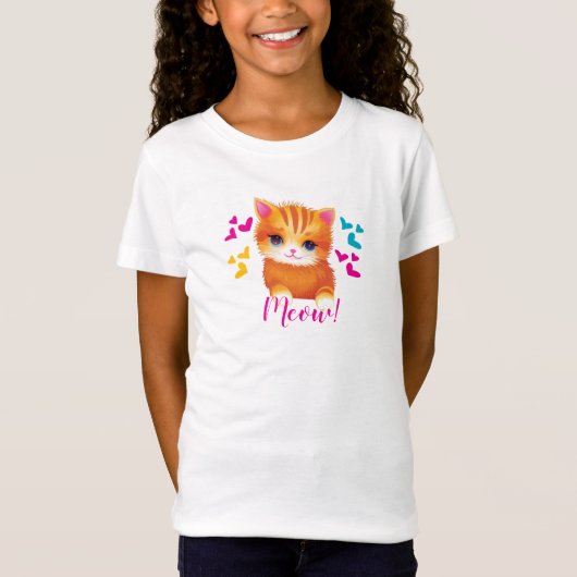Kitty Cat Meow Birthday Girl Tシャツ (正面)