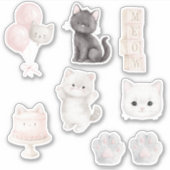 Kitty Cat Meow Cake Balloons Paws シール (正面)