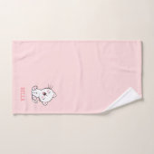 Kitty Cat & Name文字オンライトピンク バスタオルセット (ハンドタオル)