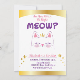Kitty Cat Pink金ゴールド誕生会のご招待 招待状
