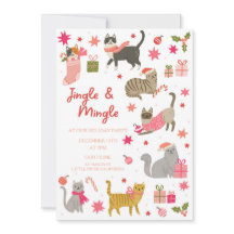 Kitty Cat Pink Christmas Party Invitation