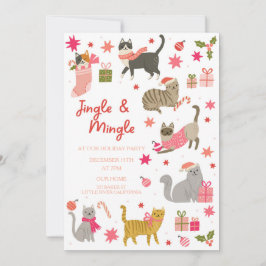 Kitty Cat Pink Christmas Party Invitation 招待状