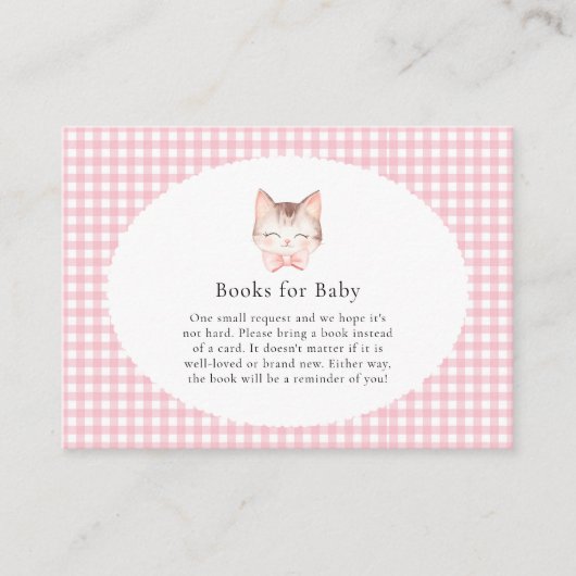 Kitty Cat Pink Purr-fectベビーガール赤ちゃんシャワー エンクロージャーカード (正面)