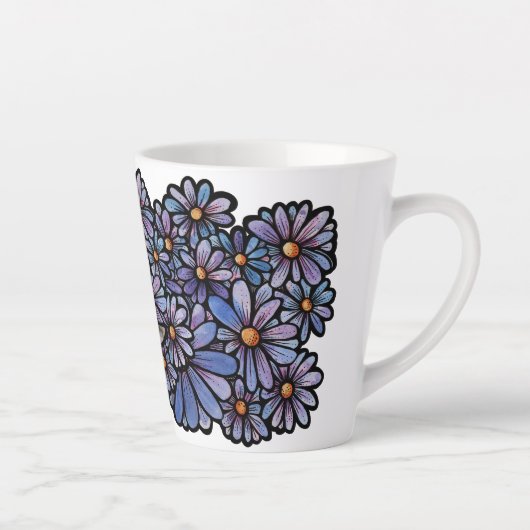 Kitty Cat Purpleデイジーグレイ猫アートグレイ猫 カフェラテマグ (右)