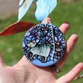 Kitty Cat Purpleデイジーグレイ猫アートグレイ猫 セラミックオーナメント