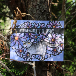 Kitty Cat Purpleデイジーグレイ猫アートグレイ猫 ポストカード