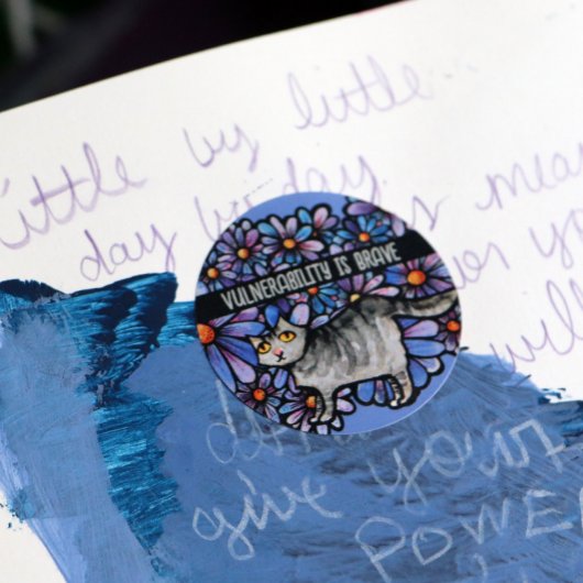 Kitty Cat Purpleデイジーグレイ猫アートグレイ猫 ラウンドシール