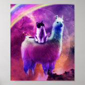 Kitty Cat Riding On Rainbow Llama In Space ポスター (正面)