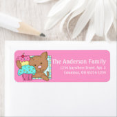 Kitty Cat with Cupcake誕生日住所 シールd3 ラベル (インサイチュ)