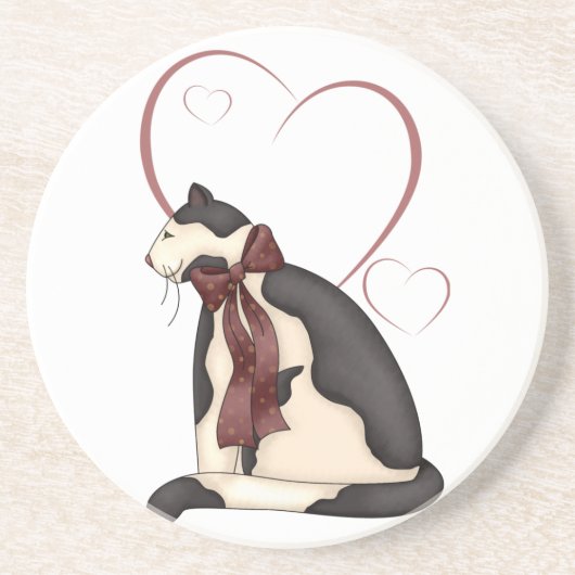 Kitty Cat with Hearts Picture コースター (正面)