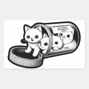 Kitty Cats抗うつ薬 長方形シール