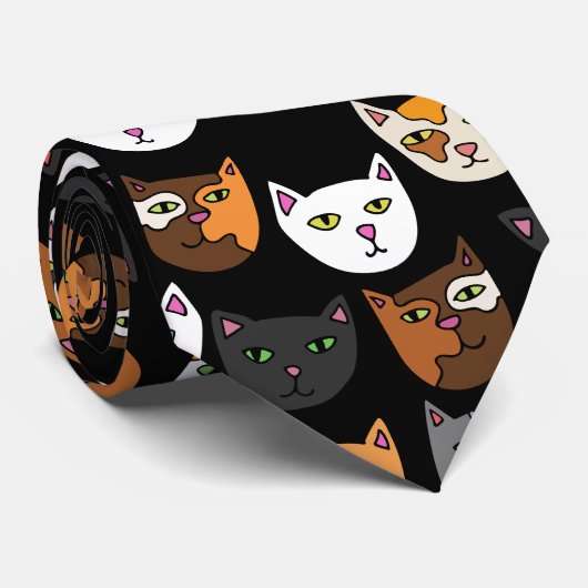 Kitty Cats everywhereパターン ネクタイ (ロール)