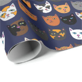 Kitty Cats everywhereパターン ラッピングペーパー (ロールコーナー)