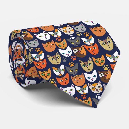 Kitty Cats Everywhere Pattern Cat ネクタイ (ロール)