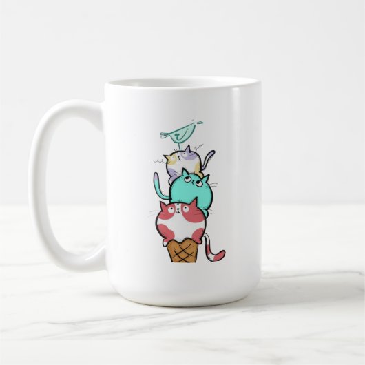 Kitty Cone Cute Cat Ice Cream Kawaii コーヒーマグカップ (左)