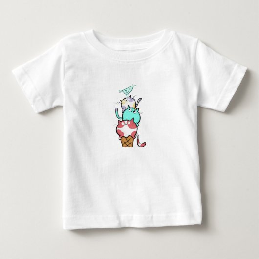 Kitty Cone Cute Cat Ice Cream Kawaii ベビーTシャツ (正面)