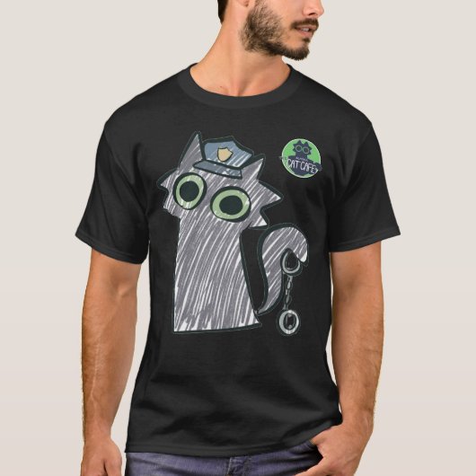 Kitty Cop – Purrtect & Serve メンズダークTシャツ Tシャツ (正面)