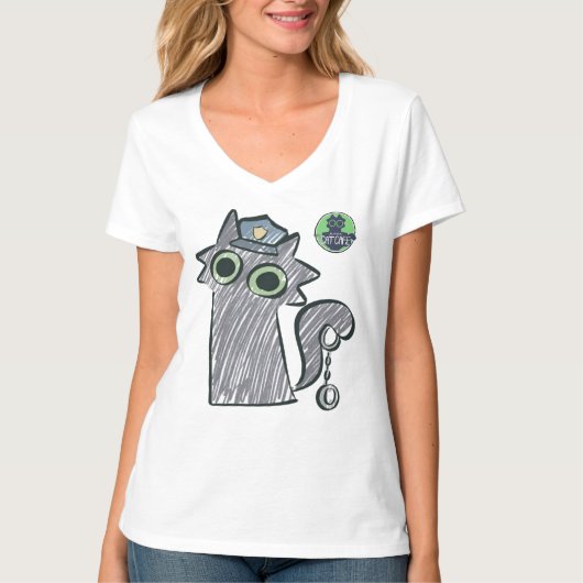 Kitty Cop – Purrtect & Serve 女性用 Tシャツ (正面)